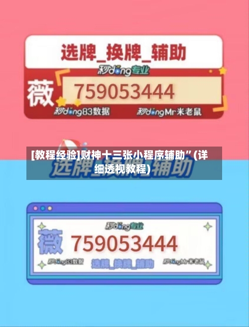 [教程经验]财神十三张小程序辅助”(详细透视教程)-第1张图片