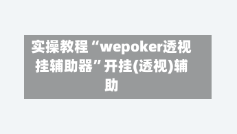 实操教程“wepoker透视挂辅助器”开挂(透视)辅助-第2张图片
