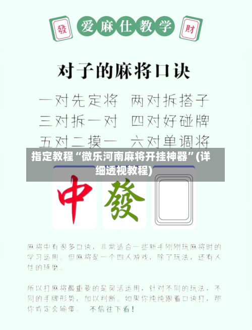指定教程“微乐河南麻将开挂神器”(详细透视教程)-第2张图片