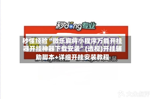 秒懂经验“微乐麻将小程序万能开挂器开挂神器下载安装”(透视)开挂辅助脚本+详细开挂安装教程-第1张图片