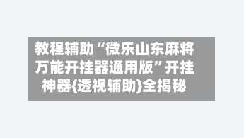 教程辅助“微乐山东麻将万能开挂器通用版	”开挂神器{透视辅助}全揭秘-第2张图片