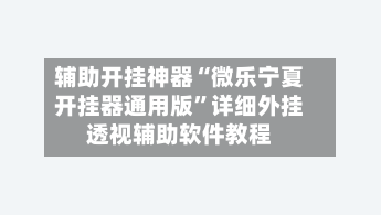 辅助开挂神器“微乐宁夏开挂器通用版”详细外挂透视辅助软件教程-第1张图片