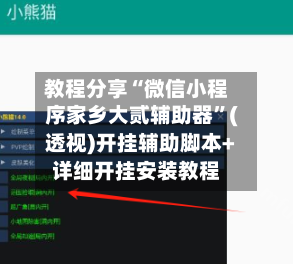 教程分享“微信小程序家乡大贰辅助器”(透视)开挂辅助脚本+详细开挂安装教程-第3张图片
