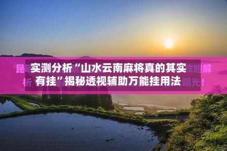 实测分析“山水云南麻将真的其实有挂	”揭秘透视辅助万能挂用法-第1张图片