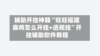 辅助开挂神器“旺旺福建麻将怎么开挂+透视挂”开挂辅助软件教程-第3张图片