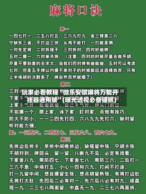 玩家必看教程“微乐安徽麻将万能开挂器通用版”(曝光透视必备猫腻)-第1张图片