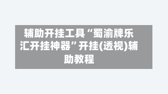 辅助开挂工具“蜀渝牌乐汇开挂神器”开挂(透视)辅助教程-第2张图片