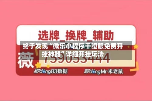 终于发现“微乐小程序干瞪眼免费开挂神器	”详细开挂玩法-第2张图片