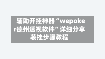 辅助开挂神器“wepoker德州透视软件”详细分享装挂步骤教程-第1张图片