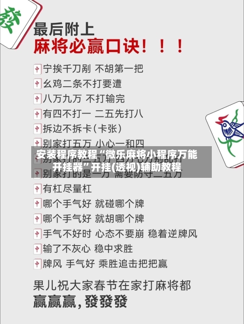 安装程序教程“微乐麻将小程序万能开挂器”开挂(透视)辅助教程-第3张图片