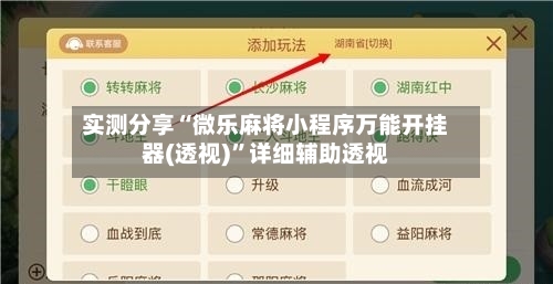 实测分享“微乐麻将小程序万能开挂器(透视)”详细辅助透视-第3张图片