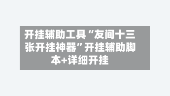 开挂辅助工具“友间十三张开挂神器	”开挂辅助脚本+详细开挂-第3张图片