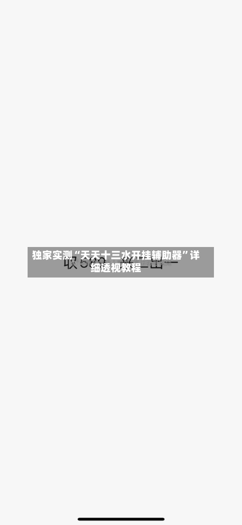 独家实测“天天十三水开挂辅助器”详细透视教程-第1张图片