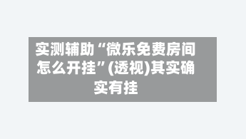 实测辅助“微乐免费房间怎么开挂”(透视)其实确实有挂-第1张图片