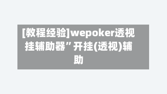 [教程经验]wepoker透视挂辅助器	”开挂(透视)辅助-第3张图片