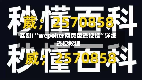 实测!“wepoker网页版透视挂	”详细透视教程-第2张图片
