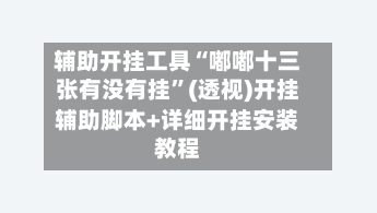 辅助开挂工具“嘟嘟十三张有没有挂	”(透视)开挂辅助脚本+详细开挂安装教程-第2张图片